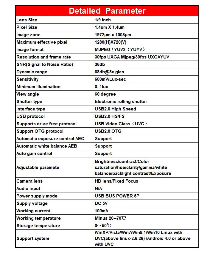 3.5mm Diameter 1MP /720p HD Endoscope Module Support Customized Production