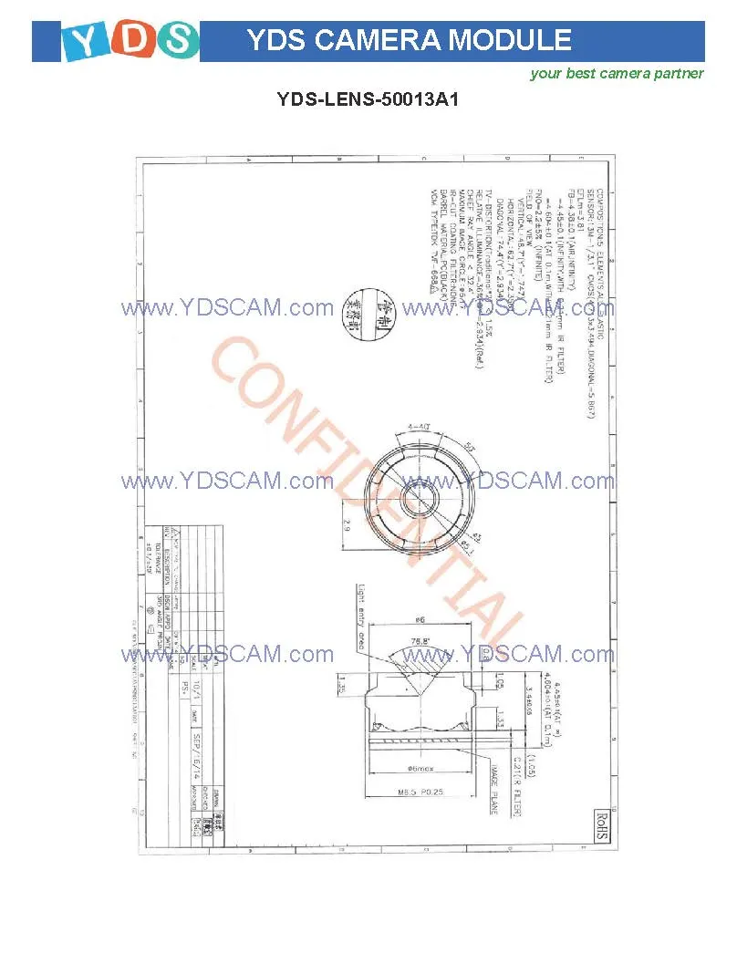 Yds-Z2ma-Imx258 V1.0 13MP Imx258 Mipi Interface Auto Focus Camera Module