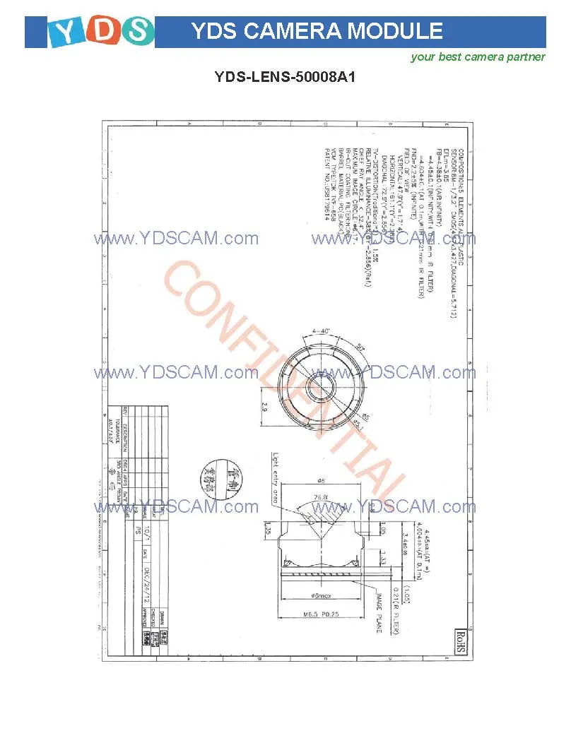 Yds-Ov8865-A898b V2.0 8MP Ov8865 Mipi Interface Auto Focus Camera Module