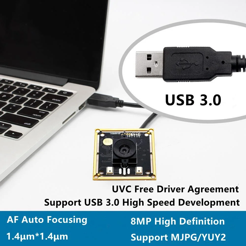 USB2.0 Camera Module No-Driver Industrial Camera 8 MP HD Camera Module