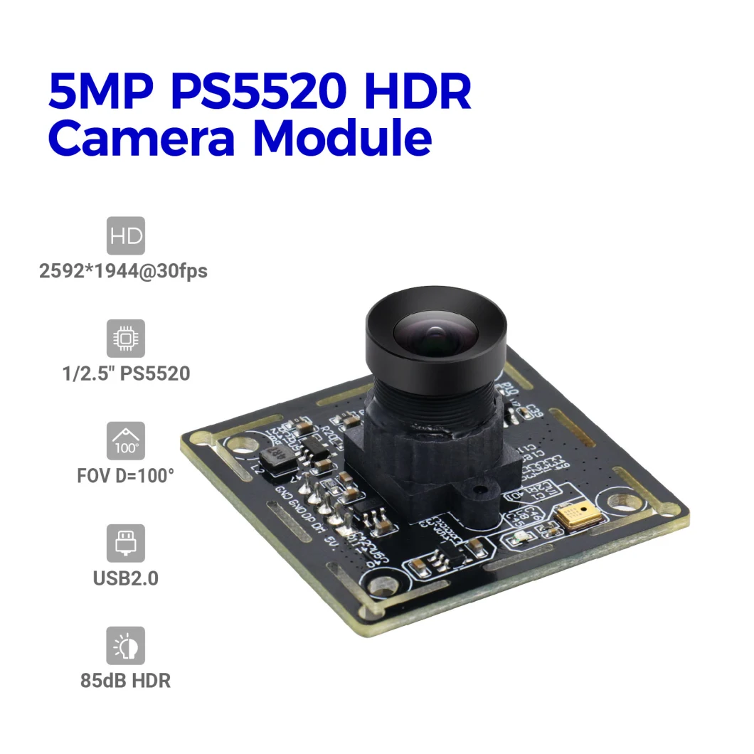 5MP PS5520 CMOS Sensor Mjpeg Yuy2 Fov 100 Degree Camera Module